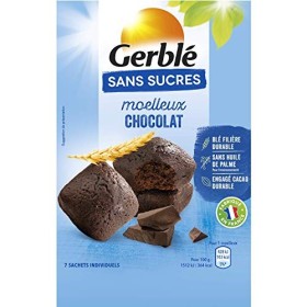 Gerblé Moelleux au Chocolat Sans Sucres, Sans huile de palme, 7 Sachets individuels, 196g, 200939