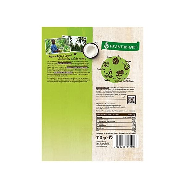 Seeberger Chips de coco : Lamelles de coco d’Afrique de l’Ouest croquantes - savoureuses et arômatiques - production sociale