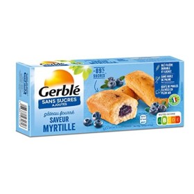 Gerblé Sans Sucres Ajoutés, Gâteau Fourré Saveur Myrtille, Sans Huile de Palme, 210270, 5 Sachets Individuels, 150 g