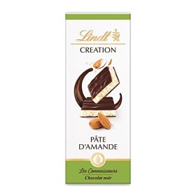 Lindt - Tablette Pâte dAmande CREATION - Chocolat Noir, 110g