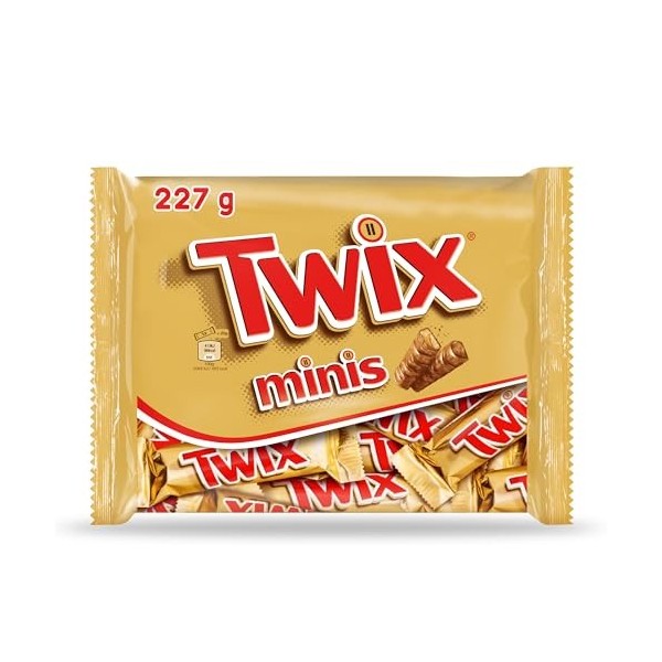 TWIX - Minis barres chocolat au lait, caramel et biscuits - 10 minis barres - 227g