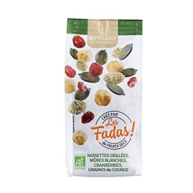 Les FADAS de Fruits Secs Noisettes Grillées Mûres Blanches Cranberries Graines de Courge Bio, 145 g