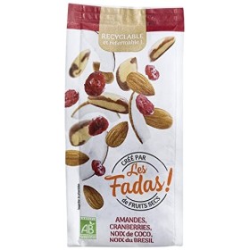 Les FADAS de Fruits Secs Amandes Cranberries Lamelles de Coco Noix du Brésil Bio, 145 g