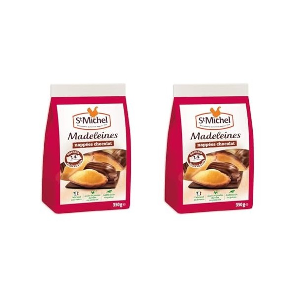 St Michel Madeleines Moelleuses Nappées Au Bon Chocolat en Sachet Individuel, 350g
