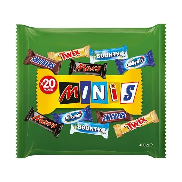 MINIATURES MIX - Assortiment de minis barres chocolat MARS, TWIX, SNICKERS, BOUNTY, MILKY WAY - 400g