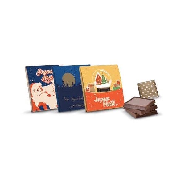 Kadodis | Carte Chocolatée "Joyeux Noël" | 9 napolitains chocolat lait | Dites Joyeux Noël avec gourmandise !