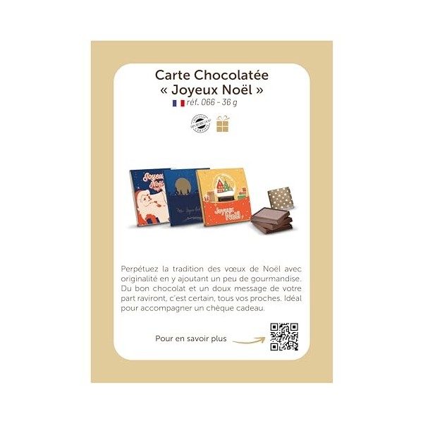 Kadodis | Carte Chocolatée "Joyeux Noël" | 9 napolitains chocolat lait | Dites Joyeux Noël avec gourmandise !