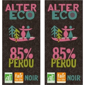 ALTER ECO - Tablette Chocolat Noir 85% - Bio & Équitable - Chocolat Pérou - Goût Fruité & Corsé - 100 g Lot de 2 