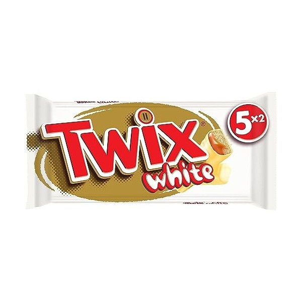 TWIX - Barres chocolat blanc, caramel et biscuits - 5 sachets de 46g - 230g