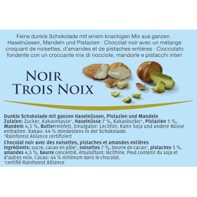 Frey Chocolat Suisse - Suprême Noir Trois Noix 200g - Swiss Premium Chocolate - Cacao 44% minimum - Certifié Rainforest Allia