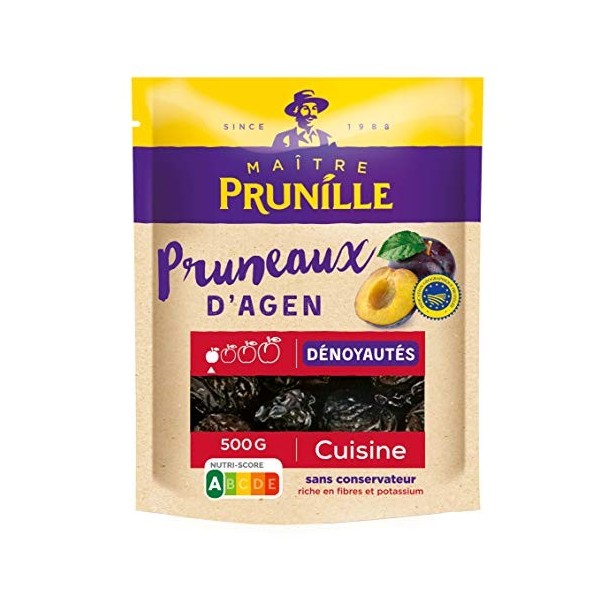 MAÎTRE PRUNILLE - Pruneaux d’Agen Avec Noyaux - Fruits Secs Cuisine - Calibre 44/55 - Riche En Fibres Et Potassium - Facilite