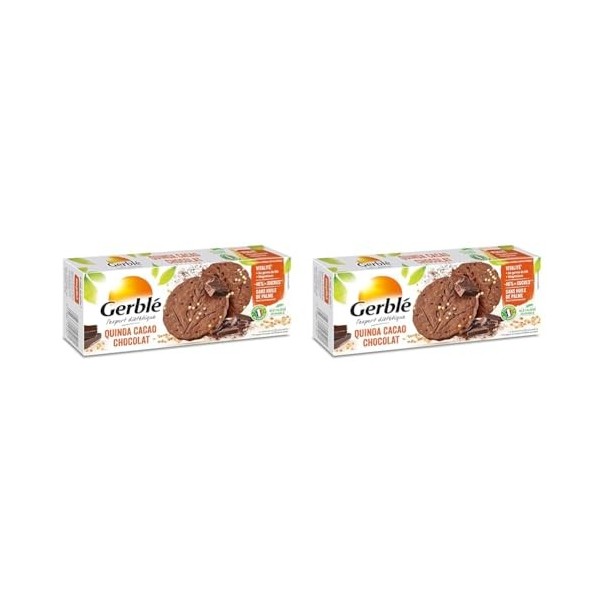 Gerblé Vitalité, Biscuits Quinoa Cacao Chocolat, Allégés en sucres, Sans huile de palme, 1 boîte de 12 biscuits, 132g Lot de