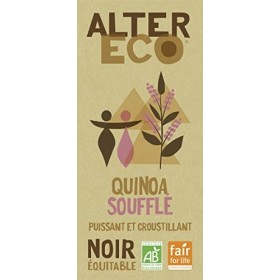 ALTER ECO - Tablette Chocolat Noir au Quinoa Soufflé - Bio & Équitable - Origine Pérou - 100 g Lot de 2 