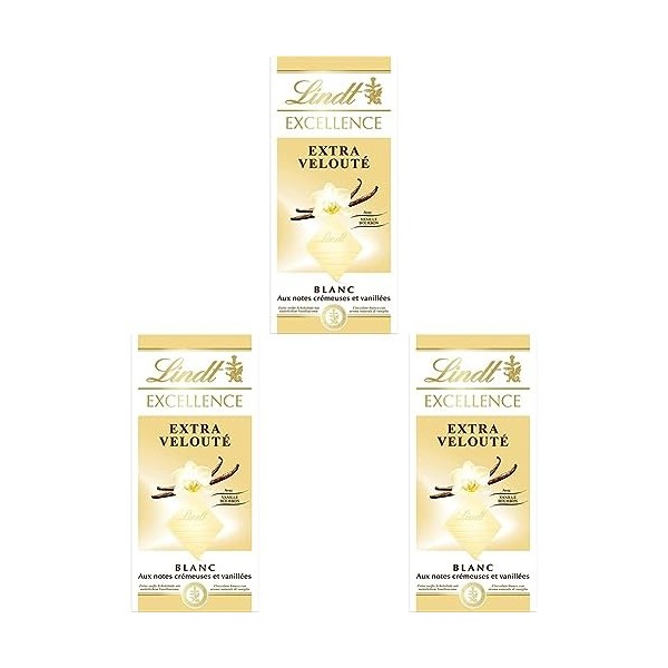 Lindt - Tablette Extra Velouté EXCELLENCE - Chocolat Blanc, 100g Lot de 3 
