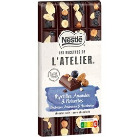 Nestlé Les Recettes de LAtelier - Tablette chocolat noir myrtilles, amandes et noisettes - 170g & Tablette chocolat au lait 