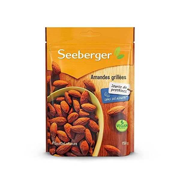 Seeberger Amandes grillées : Amandes croquantes de grande taille - avec une forte teneur en vitamines - croquantes avec un ar