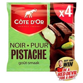Côte Dor Chocolat | Barre De Chocolat Noir À La Pistache Pack De 4 | Chocolat Côte DOr | Belgian Chocolate | 188 Gramme To
