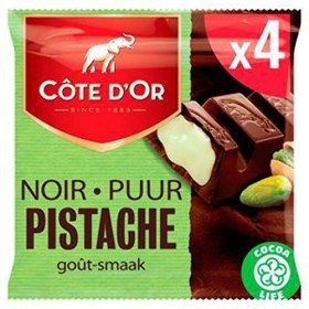 Côte Dor Chocolat | Barre De Chocolat Noir À La Pistache Pack De 4 | Chocolat Côte DOr | Belgian Chocolate | 188 Gramme To