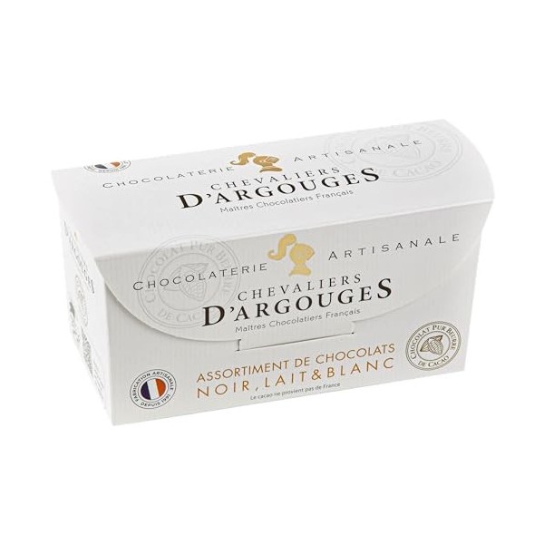 Chevaliers dArgouges - Assortiment de chocolats noir, lait, blanc - Ballotin dégustation - 175g