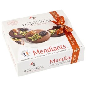 CHEVALIERS DARGOUGES Maîtres Chocolatiers Français - Assortiment mendiants sertis de fruits secs chocolat noir 70% et lait 3