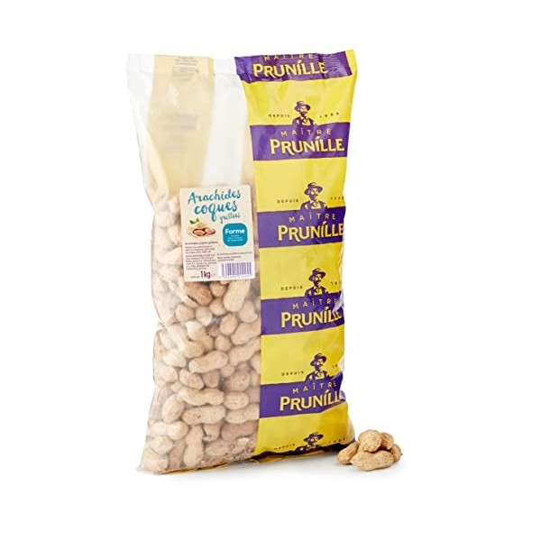 MAÎTRE PRUNILLE - Arachides Avec Coque - Cacahuètes Grillées - Fruits Secs Forme - Pour Un Snack Ou LApéro - Sachet 1000 g