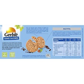 Gerblé Sablés saveur Noisette Pépites de chocolat Sans Sucres, Sans huile de palme, 12 biscuits, 132 g, 216270 Lot de 3 