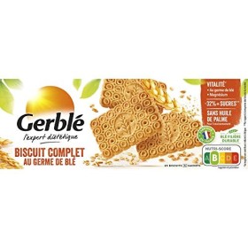Gerblé Vitalité, Biscuits Complets au Germe de Blé, Allégés en sucres, Sans huile de palme, 1 boîte de 25 biscuits, 210g Lot