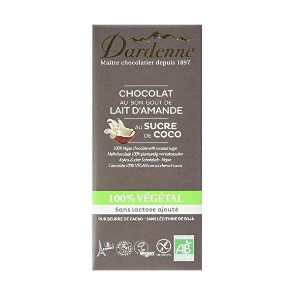 Dardenne Tablette Chocolat 100% Végétal au Sucre de Coco Bio 100 g