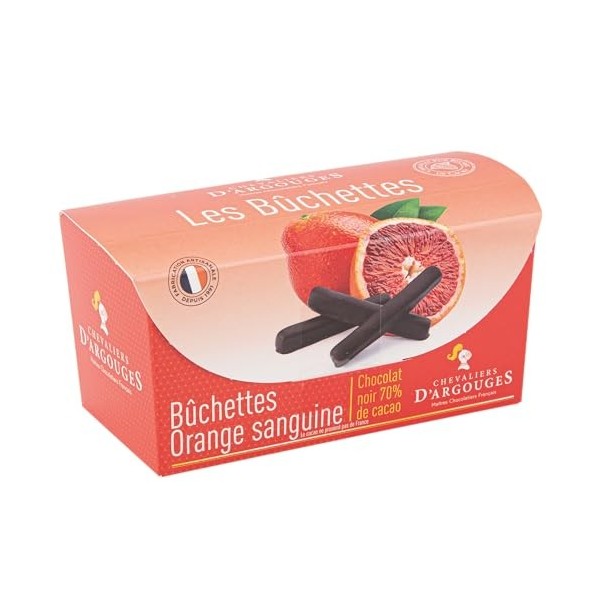 CHEVALIERS DARGOUGES Maîtres Chocolatiers Français - Bûchettes orange sanguine chocolat noir 70% - Ballotin dégustation 150g