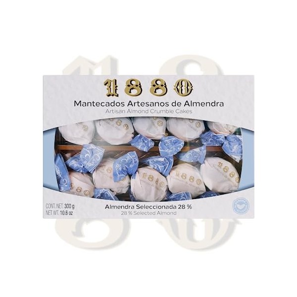 1880 - Mantecados artisanaux aux amandes, qualité suprême, gourmandise typique de Noël, recette artisanale, emballage en papi