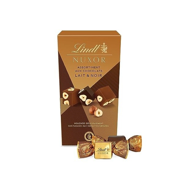 Lindt - Cornet NUXOR - Chocolat au Lait et Noir Aux Noisettes entières Croquant et Fondant, 165g