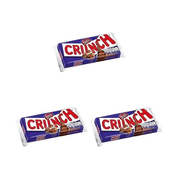Nestlé Crunch - Chocolat au Lait et aux Céréales - 2 tablettes de 100g Lot de 3 
