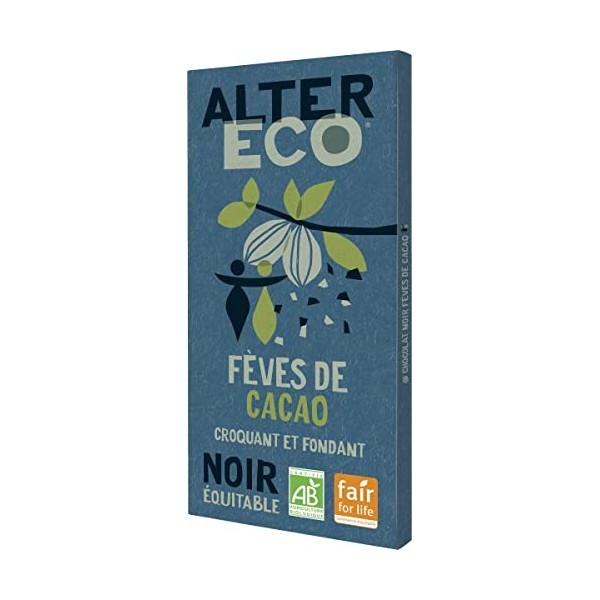 ALTER ECO - Tablette Chocolat Noir aux Fèves de Cacao - Bio & Équitable - Chocolat Pérou - Lot de 3 x 100 g