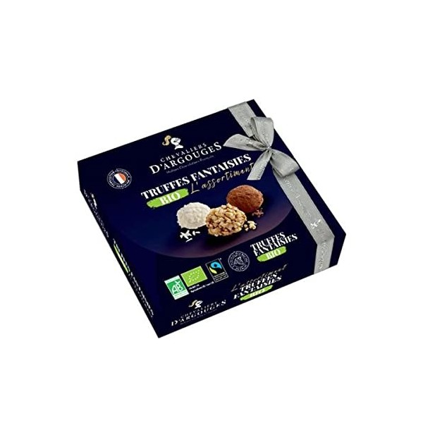 CHEVALIERS DARGOUGES Maîtres Chocolatiers Français - Assortiment de truffes fantaisies chocolat noir intense 72%, lait éclat