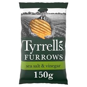 Tyrrells Furrows Hand Cooked English Crisps - Sea Salt & Vinegar 150g 