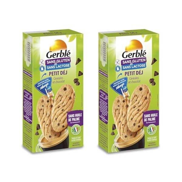 Gerblé Biscuits Petit Déjeuner, Sans gluten et Sans lactose, 207508, 16 biscuits, 200 g Lot de 2 