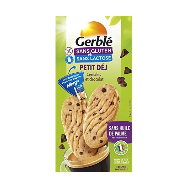 Gerblé Biscuits Petit Déjeuner, Sans gluten et Sans lactose, 207508, 16 biscuits, 200 g Lot de 2 