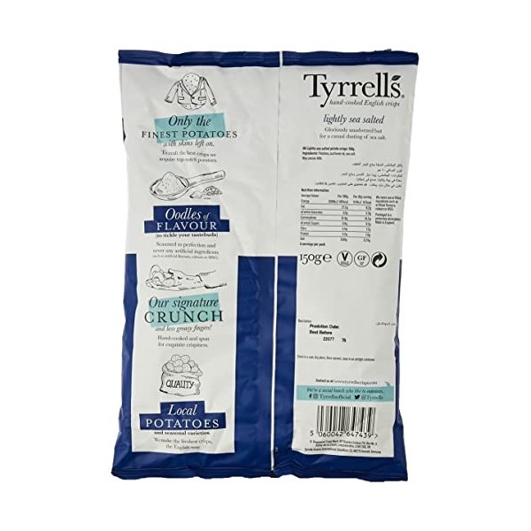 Tyrrells Lightly Sea Salted Crisps 150G by Tyrrells