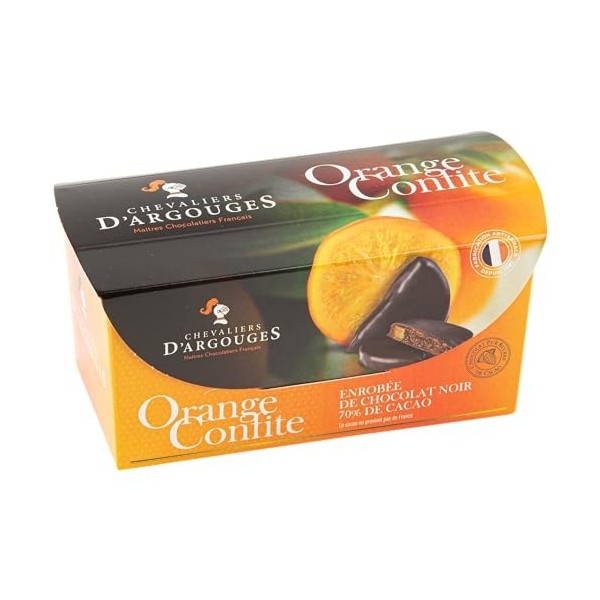 CHEVALIERS DARGOUGES Maîtres Chocolatiers Français - Tranches doranges confites enrobées chocolat noir 70% - Ballotin Dégus