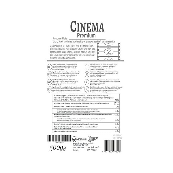 Popcorn premium 500 grammes cinema popcorn sacs frais XL 1:46 pop volume