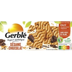 Gerblé Vitalité, Biscuits Sésame Chocolat, Allégés en sucres, Sans huile de palme, 24 biscuits, 200g lot de 6