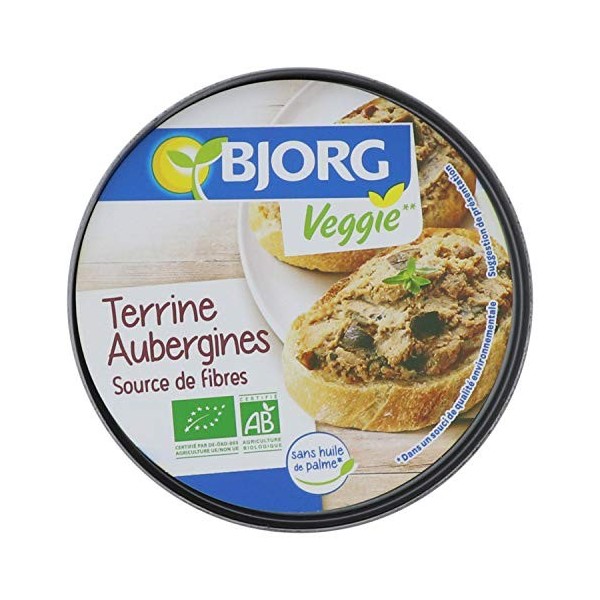 Bjorg Terrine Bio aux Aubergines – Recette végétarienne – 125 g – Lot de 4