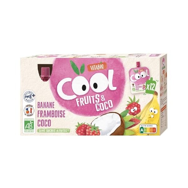 Vitabio Cool Fruits - Banane Framboise lait de Coco Acérola - 12 x 85g
