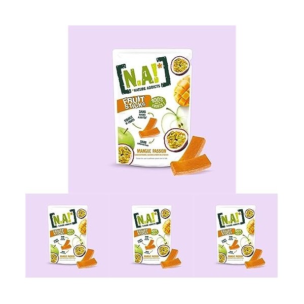 Nature Addicts Sachet de Fruit Sticks, Passion Mangue, 40 g, 1 Unité Lot de 4 