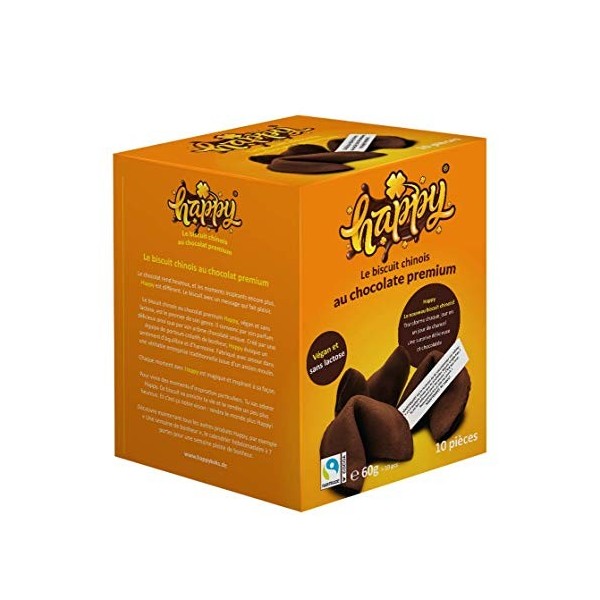 Biscuits avec Message de Happy, Biscuit de Fortune Végétaliens au Chocolat, Boîte de 10 avec Messages Inspirants 1 boîte ave