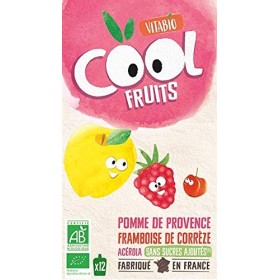 Vitabio Cool - Gourdes Fruits Pomme Framboise 12x90 g - Compote - BIO
