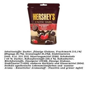Hersheys Exotic Dark Chocolate Rasberry & Gogi 100 g + autocollant Fire Drink GmbH