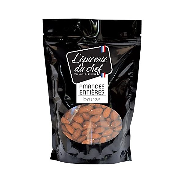Épicerie du Chef - Amandes Entières Brutes 250g - Sachet d’Amandes Complètes Décortiquées - Ingrédient Cuisine, Pâtisserie po
