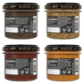 Maille Spécialités à tartiner, 4 Tartinables gourmands, Idéal pour lApéritif, Saveurs inédites et originales Lot de 4x95g 