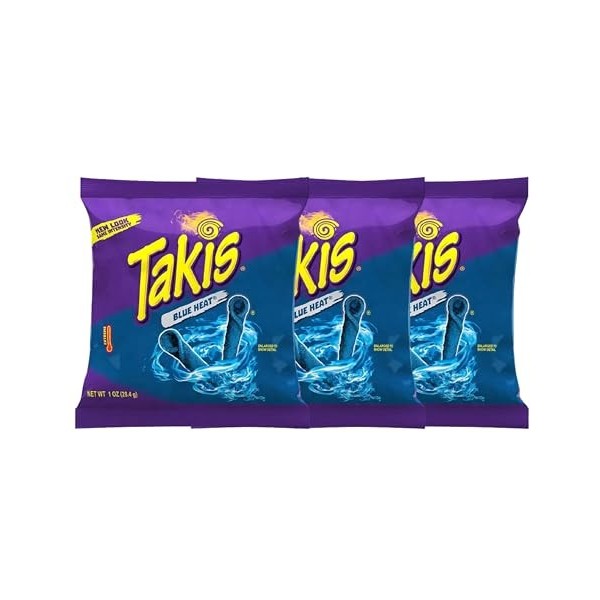 Cyngert 3 chips Takis Blue Heat 28,4 g chacun Hot Chilli Pepper Tortilla du Mexique